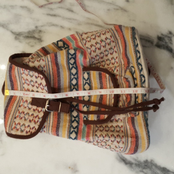 Boho mini backpack with adjustable straps and small front pocket - Picture 5 of 8